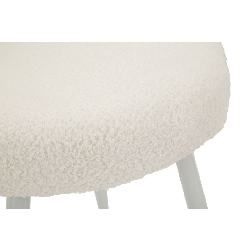 Chaise originale bouclette Noeud Tissu Blanc Bouclé Métal Bois MDF Ilary 