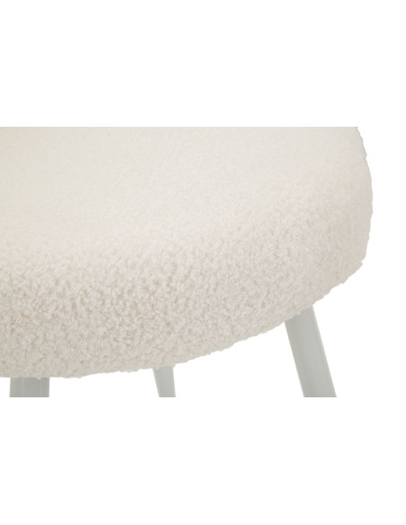 Chaise originale bouclette Noeud Tissu Blanc Bouclé Métal Bois MDF Ilary 