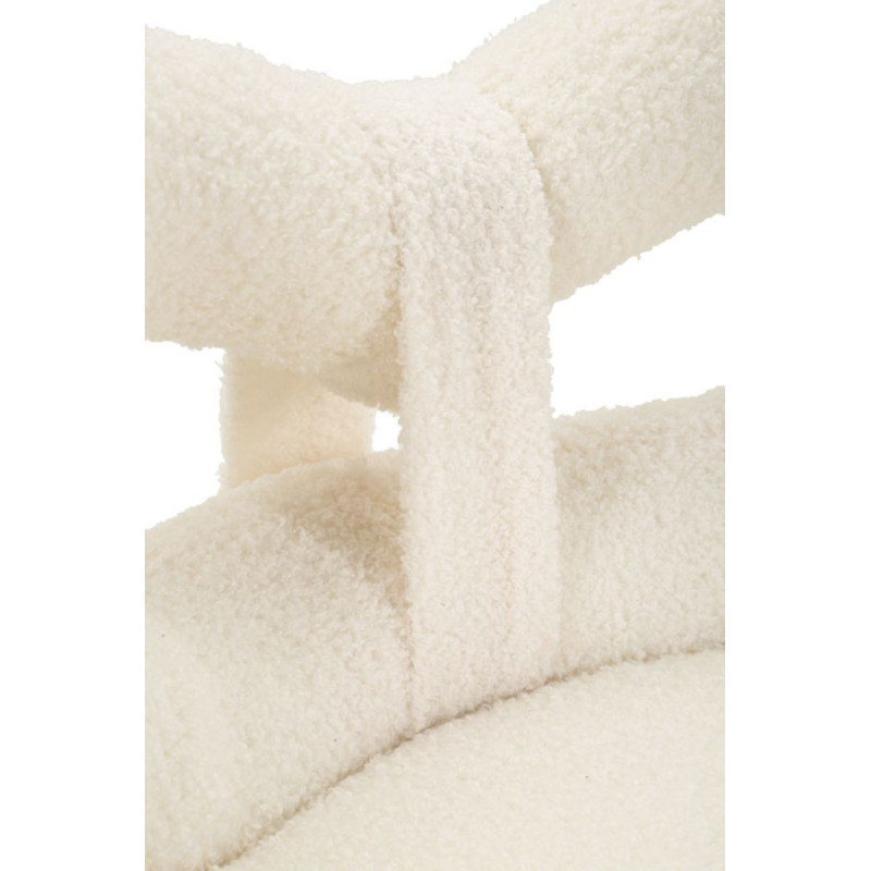Chaise originale bouclette Noeud Tissu Blanc Bouclé Métal Bois MDF Ilary 