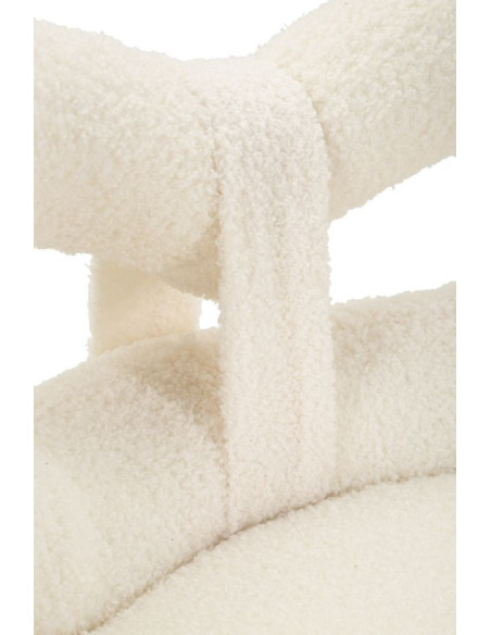 Chaise originale bouclette Noeud Tissu Blanc Bouclé Métal Bois MDF Ilary 