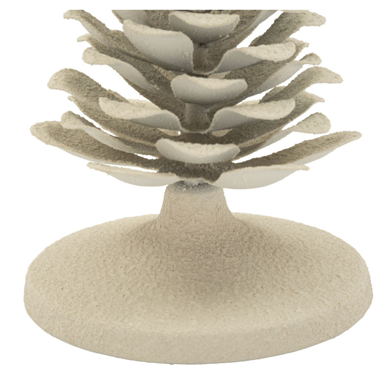 Petit Bougeoir moderne Pomme de pin Hauteur 11 cm Métal Blanc crème Dune 