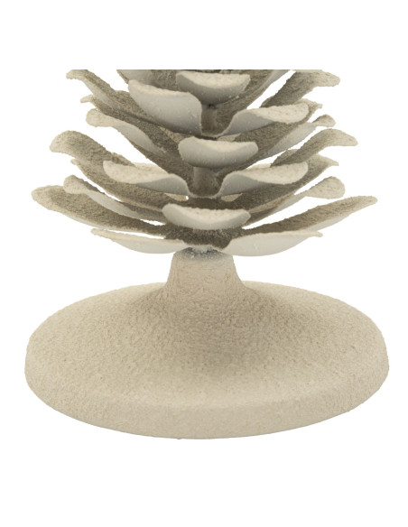 Petit Bougeoir moderne Pomme de pin Hauteur 11 cm Métal Blanc crème Dune 