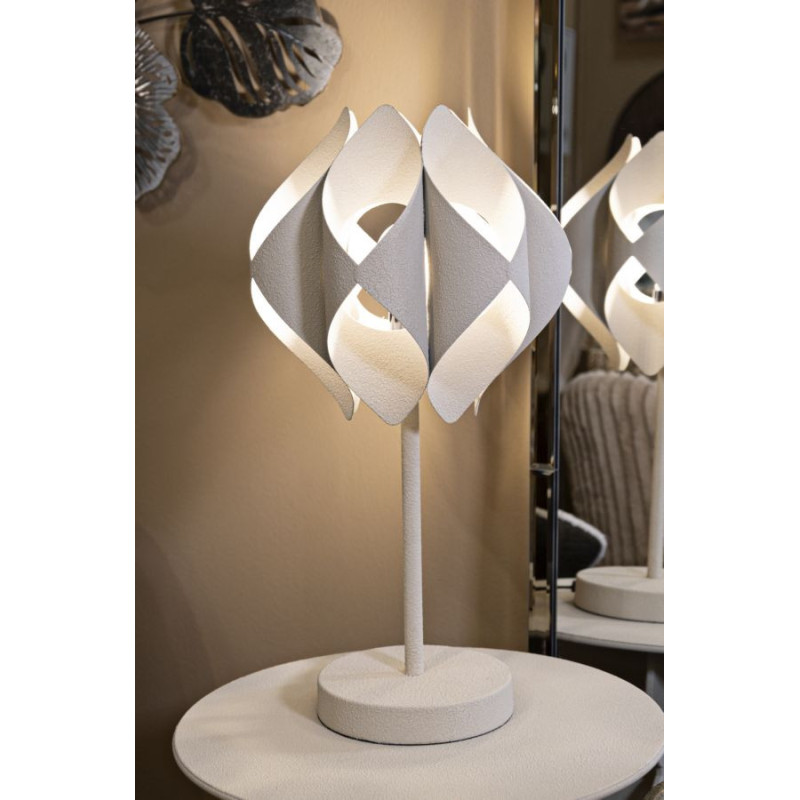 Grande Lampe à poser design moderne Hauteur 57 cm Métal Blanc crème Space 