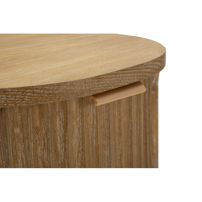 Table de chevet scandinave chic Ovale 2 tiroirs Bois de sapin Bois MDF Marron Métal Doré Goteborg Mauro Ferretti - 6