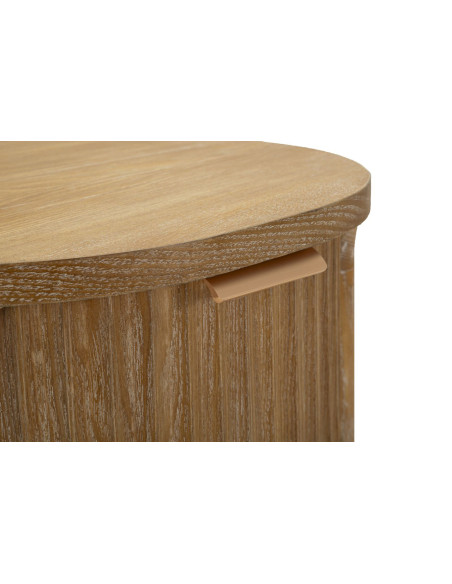 Table de chevet scandinave chic Ovale 2 tiroirs Bois de sapin Bois MDF Marron Métal Doré Goteborg Mauro Ferretti - 6