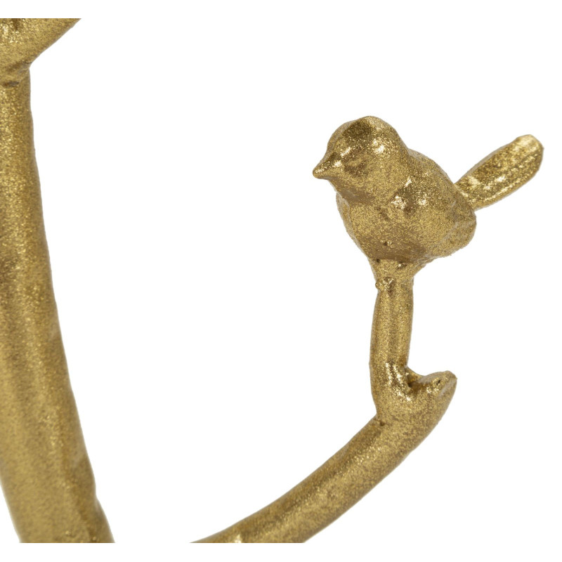 Table d'appoint moderne chic Ronde Métal Doré Motif oiseaux Marbre Blanc Birds 