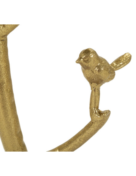 Table d'appoint moderne chic Ronde Métal Doré Motif oiseaux Marbre Blanc Birds 