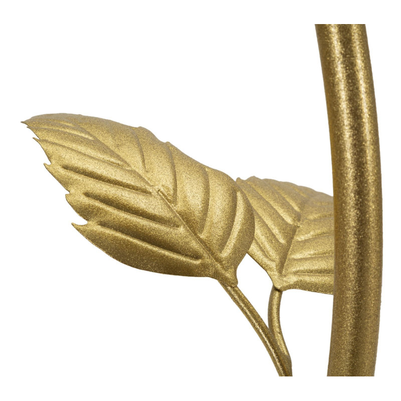 Table d'appoint moderne chic Ronde 3 niveaux Métal Doré Motif feuilles Verre Leaf 