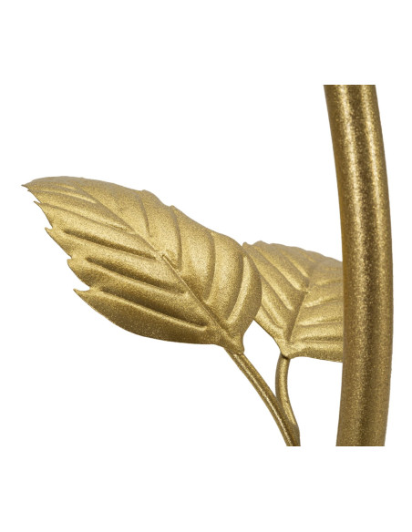 Table d'appoint moderne chic Ronde 3 niveaux Métal Doré Motif feuilles Verre Leaf 