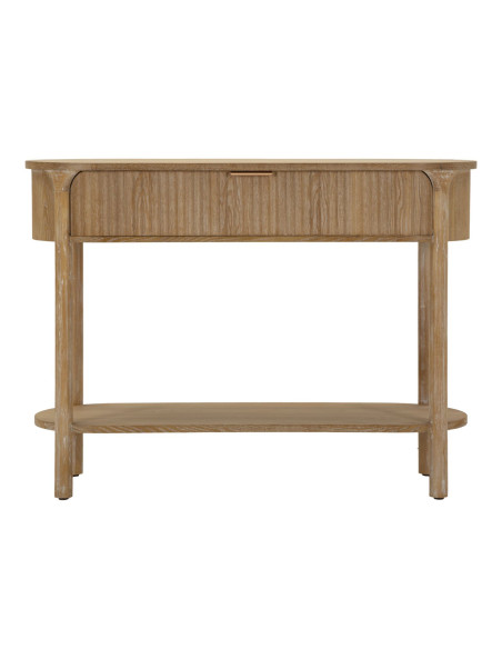 Console scandinave chic Ovale 1 tiroir 1 étagère Bois de sapin Bois MDF Marron Métal Doré Goteborg 