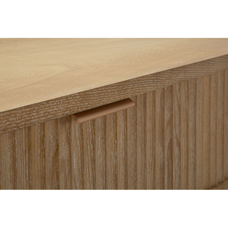 Console scandinave chic Ovale 1 tiroir 1 étagère Bois de sapin Bois MDF Marron Métal Doré Goteborg 