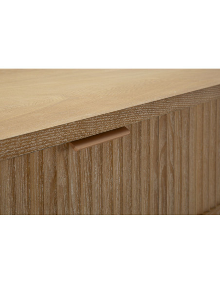 Console scandinave chic Ovale 1 tiroir 1 étagère Bois de sapin Bois MDF Marron Métal Doré Goteborg 