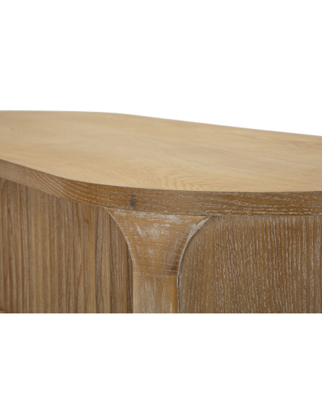 Console scandinave chic Ovale 1 tiroir 1 étagère Bois de sapin Bois MDF Marron Métal Doré Goteborg 