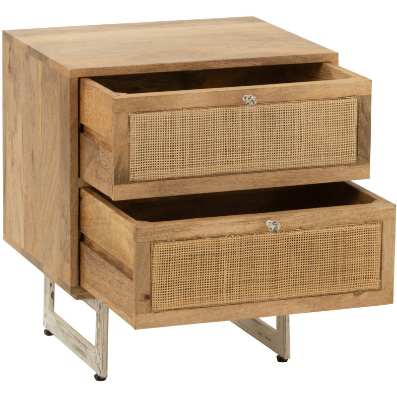 Table de chevet Weaving 2 tiroirs en Bois de manguier Naturel Rotin Naturel - 9