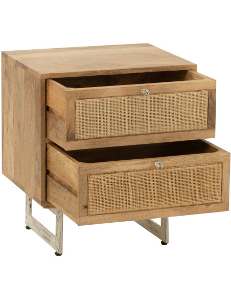 Table de chevet Weaving 2 tiroirs en Bois de manguier Naturel Rotin Naturel - 9