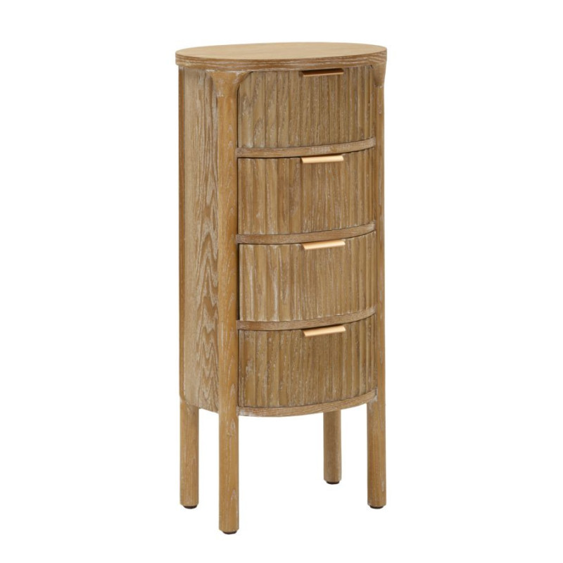 Chiffonnier scandinave chic Ovale 4 tiroirs Bois de sapin Bois MDF Marron Métal Doré Goteborg Mauro Ferretti - 1