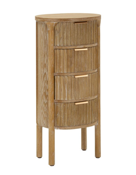 Chiffonnier scandinave chic Ovale 4 tiroirs Bois de sapin Bois MDF Marron Métal Doré Goteborg Mauro Ferretti - 1