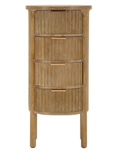 Chiffonnier scandinave chic Ovale 4 tiroirs Bois de sapin Bois MDF Marron Métal Doré Goteborg 