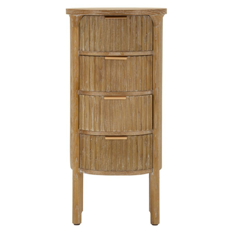 Chiffonnier scandinave chic Ovale 4 tiroirs Bois de sapin Bois MDF Marron Métal Doré Goteborg Mauro Ferretti - 2