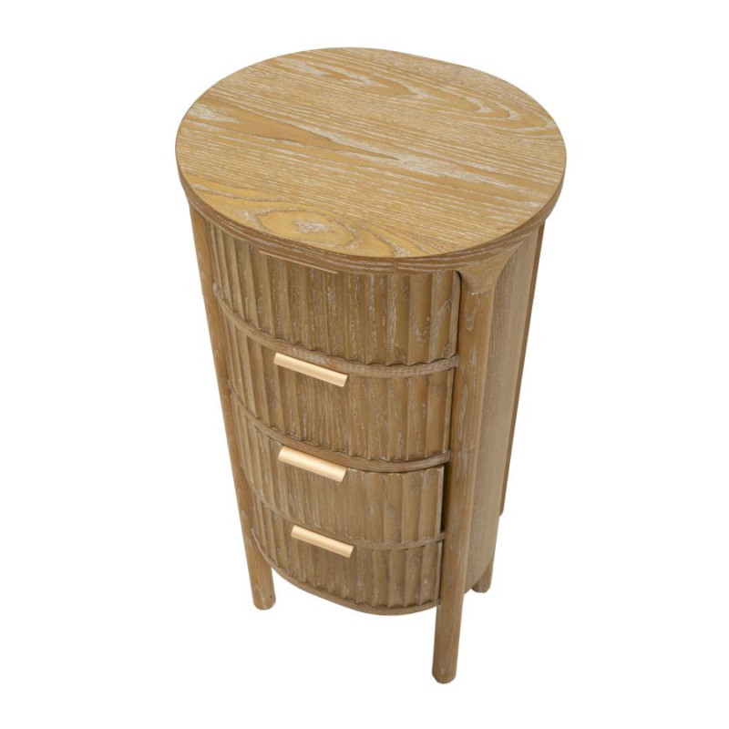 Chiffonnier scandinave chic Ovale 4 tiroirs Bois de sapin Bois MDF Marron Métal Doré Goteborg Mauro Ferretti - 3