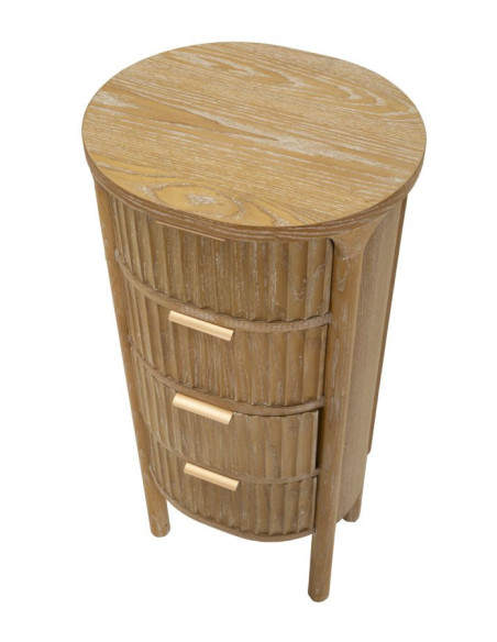 Chiffonnier scandinave chic Ovale 4 tiroirs Bois de sapin Bois MDF Marron Métal Doré Goteborg Mauro Ferretti - 3