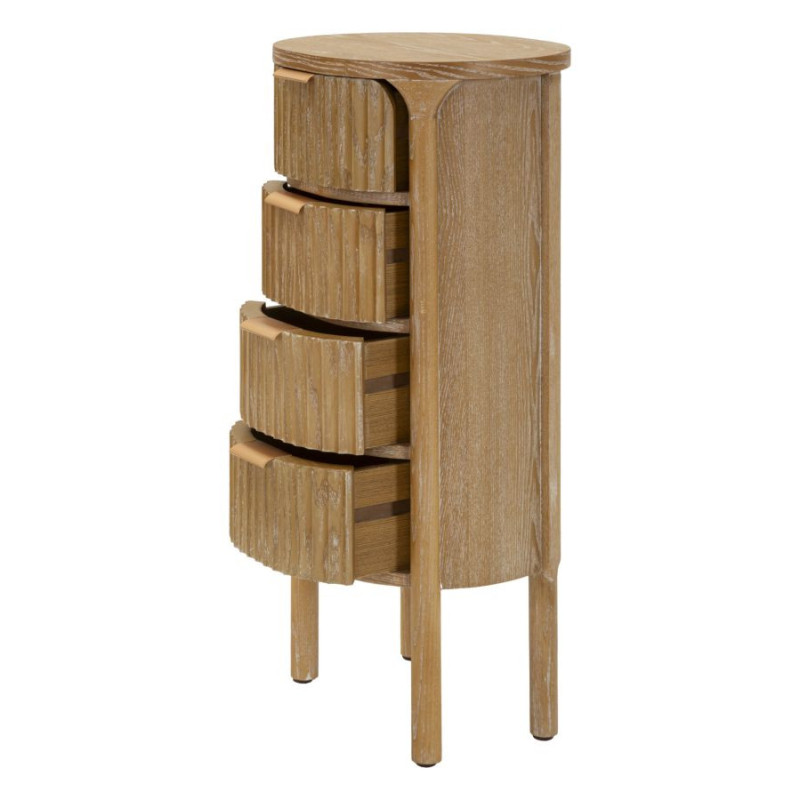 Chiffonnier scandinave chic Ovale 4 tiroirs Bois de sapin Bois MDF Marron Métal Doré Goteborg Mauro Ferretti - 4