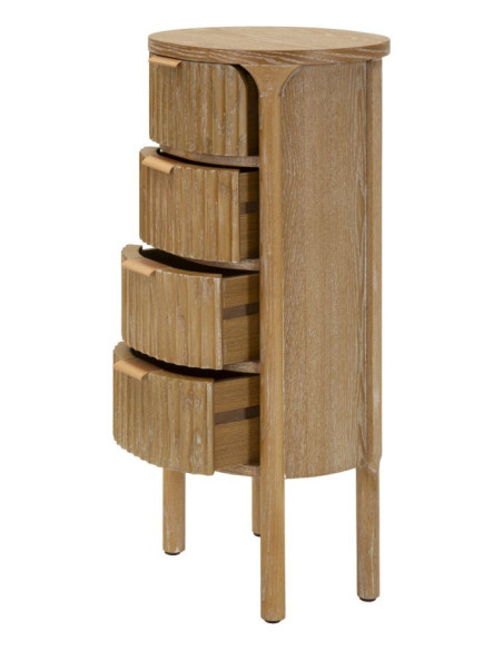 Chiffonnier scandinave chic Ovale 4 tiroirs Bois de sapin Bois MDF Marron Métal Doré Goteborg Mauro Ferretti - 4