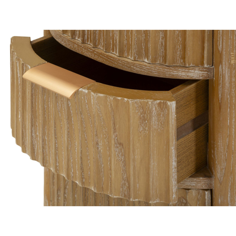 Chiffonnier scandinave chic Ovale 4 tiroirs Bois de sapin Bois MDF Marron Métal Doré Goteborg Mauro Ferretti - 5