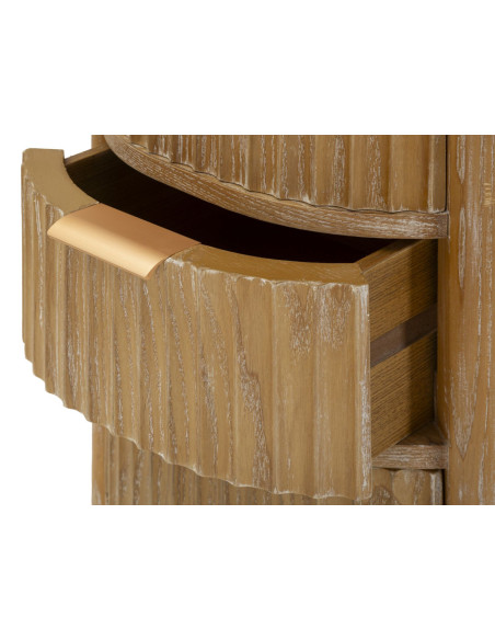 Chiffonnier scandinave chic Ovale 4 tiroirs Bois de sapin Bois MDF Marron Métal Doré Goteborg Mauro Ferretti - 5