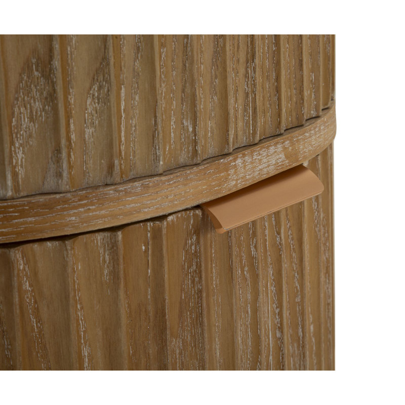 Chiffonnier scandinave chic Ovale 4 tiroirs Bois de sapin Bois MDF Marron Métal Doré Goteborg Mauro Ferretti - 6