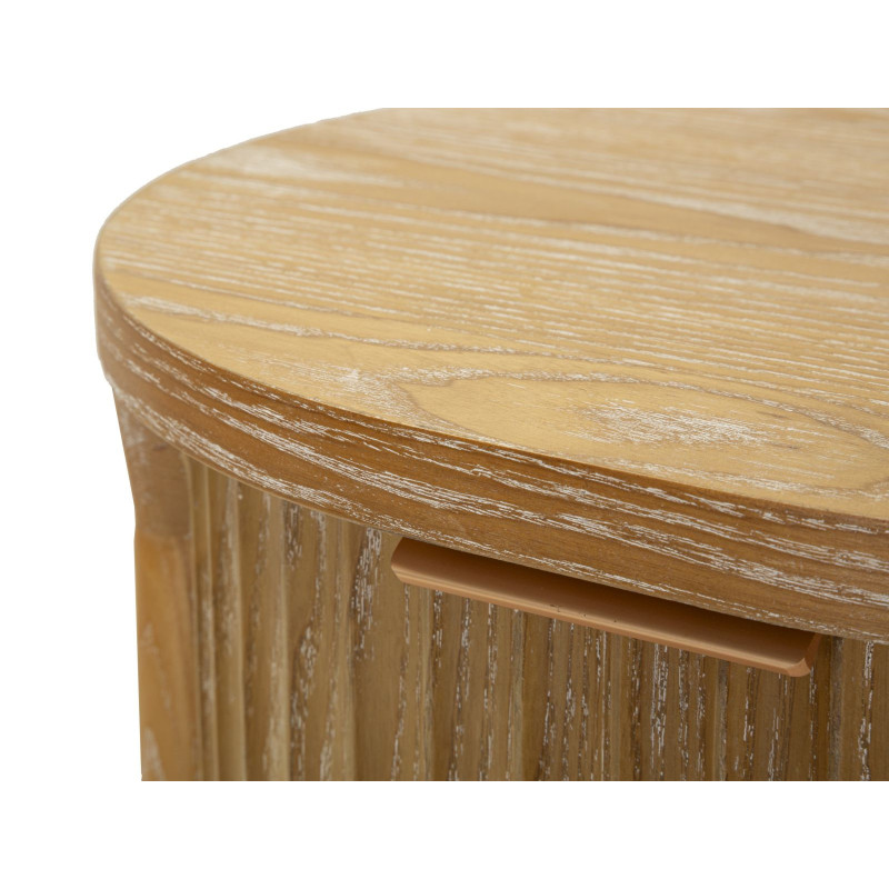 Chiffonnier scandinave chic Ovale 4 tiroirs Bois de sapin Bois MDF Marron Métal Doré Goteborg Mauro Ferretti - 7