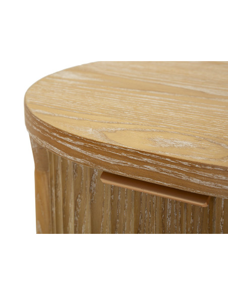 Chiffonnier scandinave chic Ovale 4 tiroirs Bois de sapin Bois MDF Marron Métal Doré Goteborg Mauro Ferretti - 7