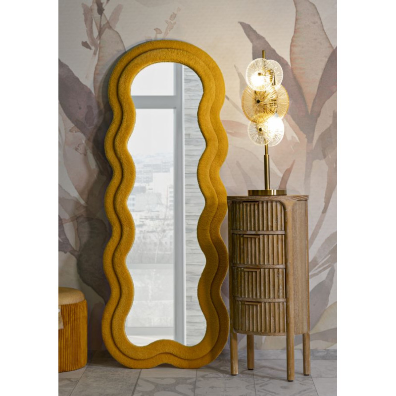 Chiffonnier scandinave chic Ovale 4 tiroirs Bois de sapin Bois MDF Marron Métal Doré Goteborg Mauro Ferretti - 8
