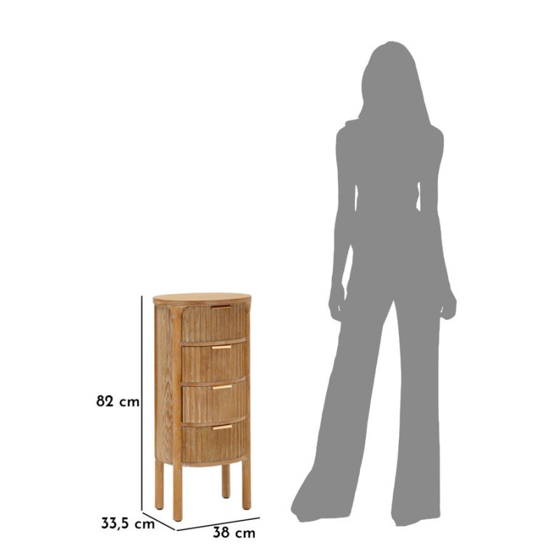 Chiffonnier scandinave chic Ovale 4 tiroirs Bois de sapin Bois MDF Marron Métal Doré Goteborg Mauro Ferretti - 9