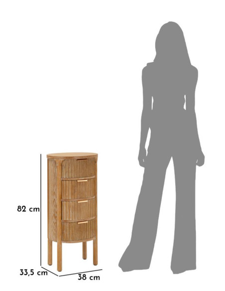 Chiffonnier scandinave chic Ovale 4 tiroirs Bois de sapin Bois MDF Marron Métal Doré Goteborg Mauro Ferretti - 9