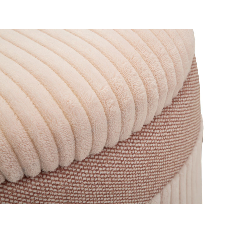 Pouf moderne chic Rond avec coffre de rangement Velours côtelé Rose MDF Cortina (Lot de 3) 