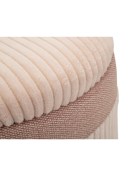 Pouf moderne chic Rond avec coffre de rangement Velours côtelé Rose MDF Cortina (Lot de 3) 