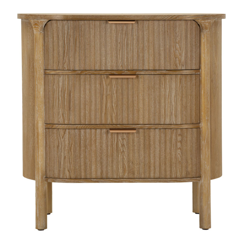 Commode scandinave chic 3 tiroirs Bois de sapin Bois MDF Marron Métal Doré Goteborg 