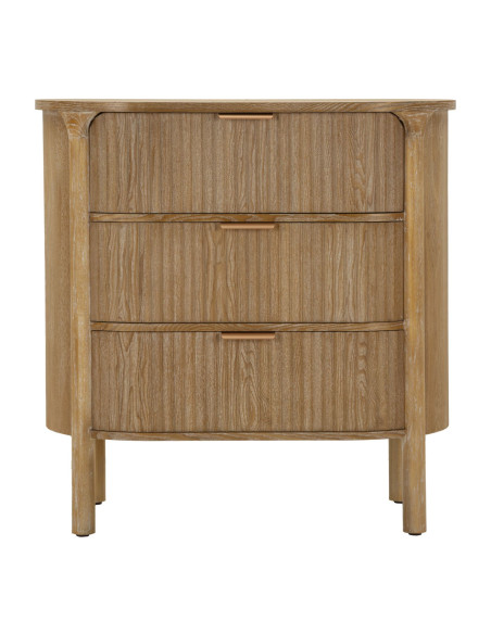 Commode scandinave chic 3 tiroirs Bois de sapin Bois MDF Marron Métal Doré Goteborg 