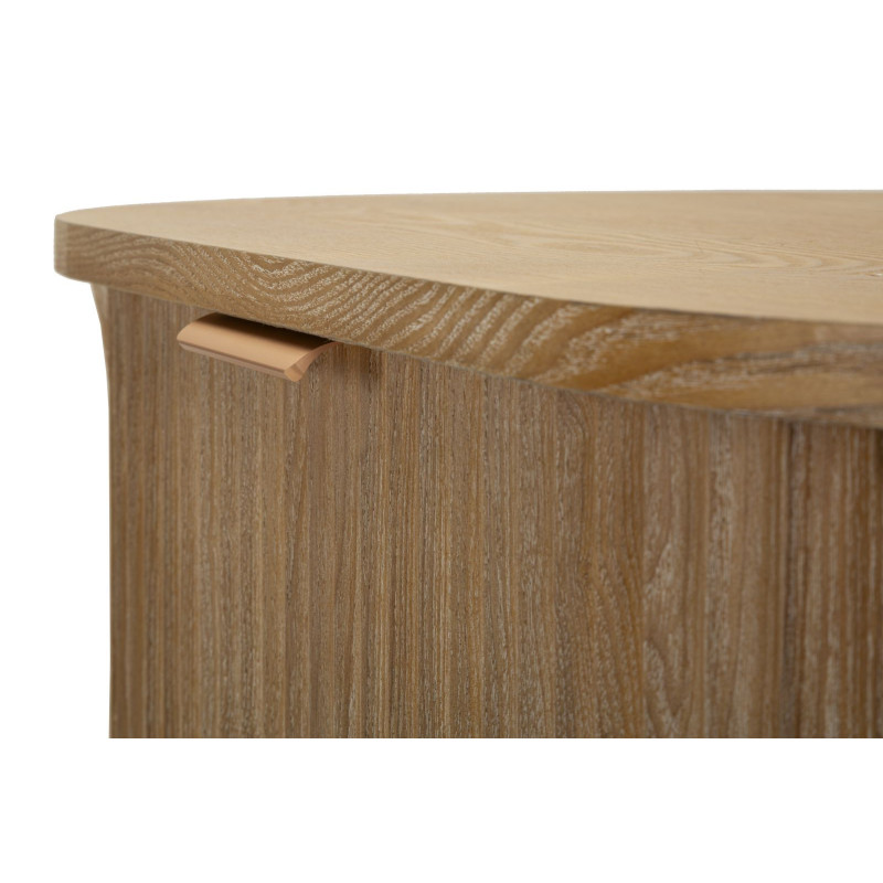 Commode scandinave chic 3 tiroirs Bois de sapin Bois MDF Marron Métal Doré Goteborg 