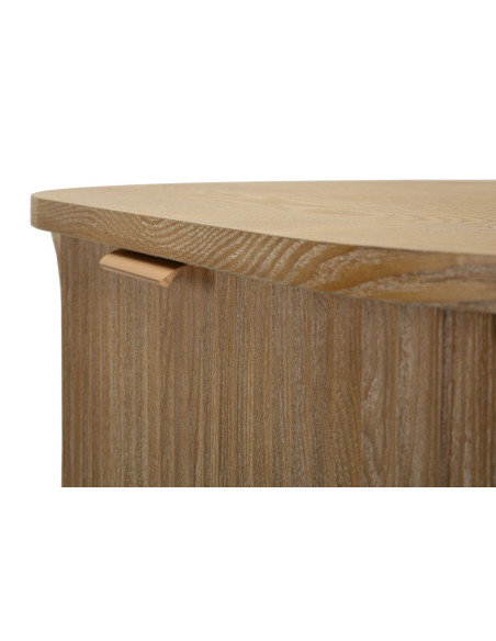 Commode scandinave chic 3 tiroirs Bois de sapin Bois MDF Marron Métal Doré Goteborg 
