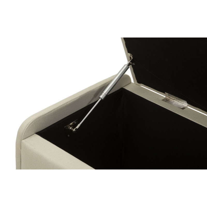 Grande Banquette coffre rangement moderne 2 places Tissu Blanc crème Bois de pin Métal Doré Beauty 