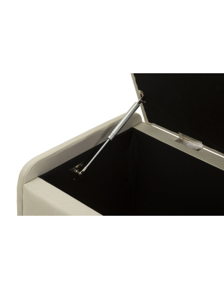 Grande Banquette coffre rangement moderne 2 places Tissu Blanc crème Bois de pin Métal Doré Beauty 