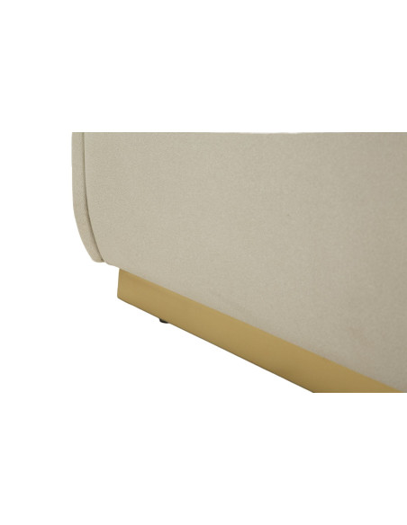 Grande Banquette coffre rangement moderne 2 places Tissu Blanc crème Bois de pin Métal Doré Beauty 