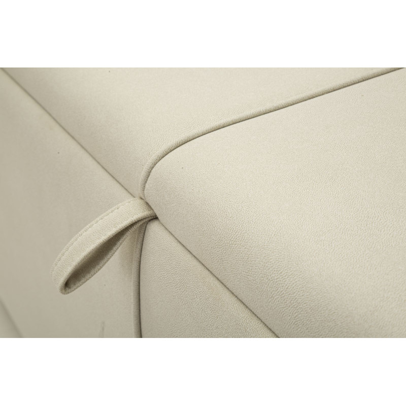 Grande Banquette coffre rangement moderne 2 places Tissu Blanc crème Bois de pin Métal Doré Beauty 