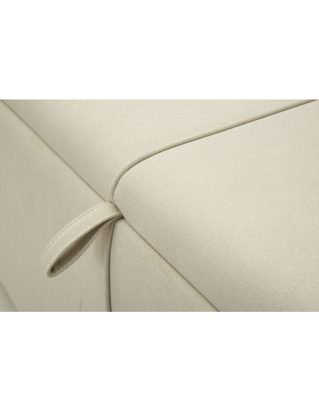 Grande Banquette coffre rangement moderne 2 places Tissu Blanc crème Bois de pin Métal Doré Beauty 