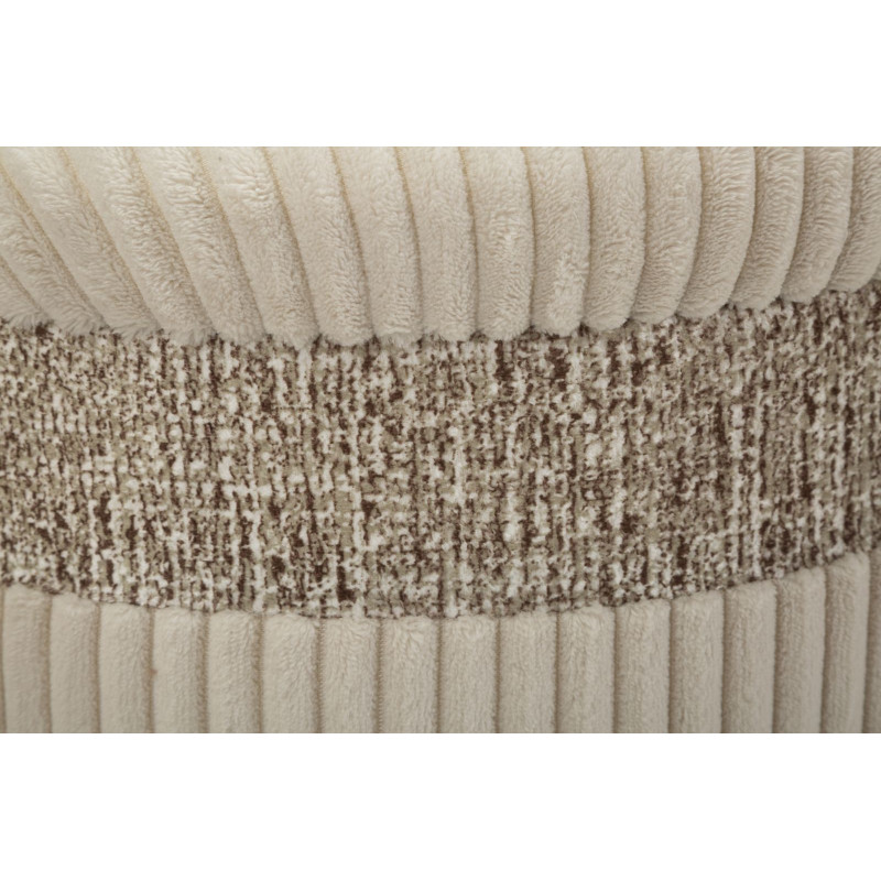 Pouf moderne chic Rond avec coffre de rangement Velours côtelé Blanc crème MDF Cortina (Lot de 3) 