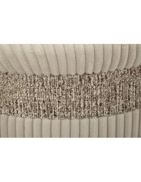 Pouf moderne chic Rond avec coffre de rangement Velours côtelé Blanc crème MDF Cortina (Lot de 3) 