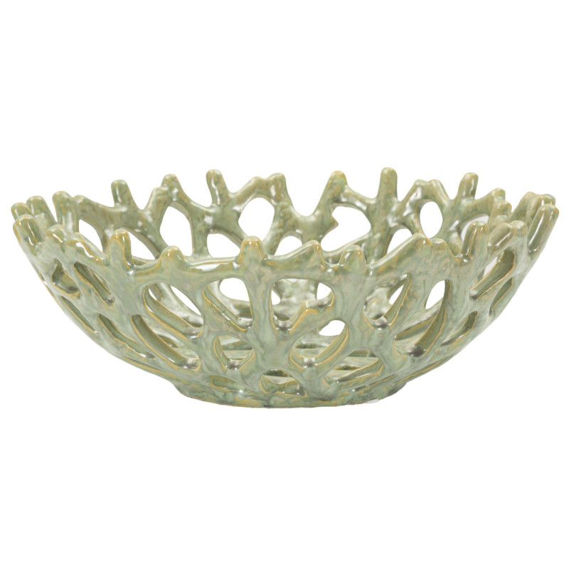 Vide poche déco original Corail Rond 35 cm Céramique Vert Coral 