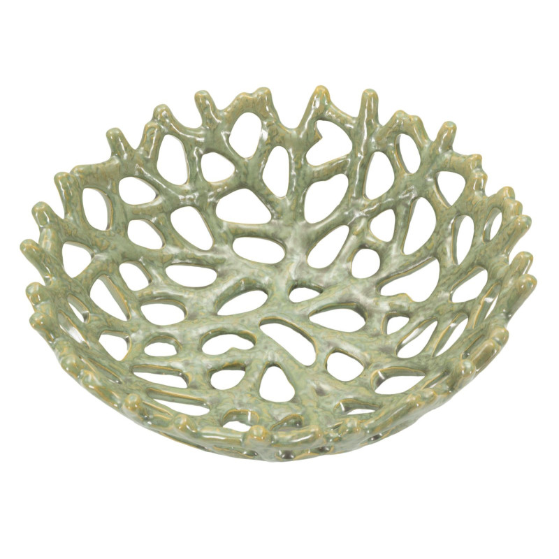 Vide poche déco original Corail Rond 35 cm Céramique Vert Coral 